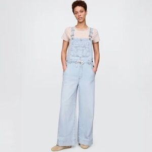 Gap womens wide leg overalls waist drawstring size M hippie boho granola